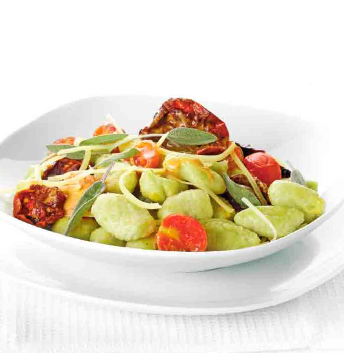 Avocado-Ricotta Gnocchi with Cherry Tomato Sauce